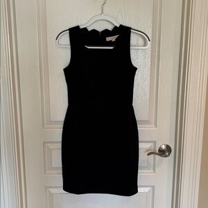 LOFT Black Sleeveless Sheath Dress with Notch Neckline